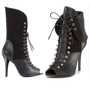 Guess Peep Toe Lace Up Booties